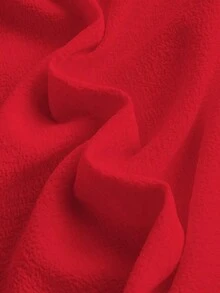 MOD Vestido de verano elegante de mujer de unicolor con mangas abullonadas y cintura ceñida - Rojo - Ver 4