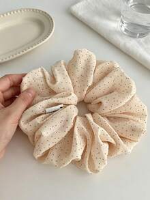 1pc Beige Polka Dot Scrunchie Soft Chiffon Hair Tie Elastic Hair Band For Women Daily Wear And Ponytail Holder And Hair Accessory - Multicolor - View 5