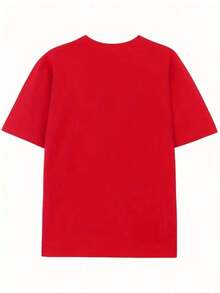Camiseta de Manga Corta y Cuello Redondo para Niñas, Estampado "Girls Trip Relax", 100% Algodón, Ideal para Primavera y Verano - [Rojo] - Ver 2