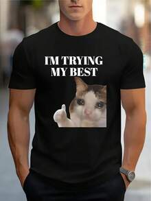 Men's Casual Short Sleeve T-Shirt, 1 Piece, 100% Heavy Cotton - Comfortable Crew Neck, Soft And Adorable T-Shirts, Loose And Comfortable - Back - View 5