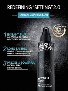 Make Up For Ever Mist & Fix 霧面定妝噴霧,專業長效霧面妝效,輕盈透氣,控油鎖妝全天候,抗汗防脫妝,Olive Young 精選,100ml/3.38 Fl Oz - 黑色 - 查看 3