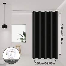 1 pieza Cortina de ducha impermeable de color negro sólido (material PEVA), divisor de baño de plástico, disponible en múltiples tamaños, accesorio de baño, impermeable y a prueba de humedad, lavable a máquina, adecuado para partición de baño/balcón, cortina de ducha, cortina de unicolor - Negro - Ver 12