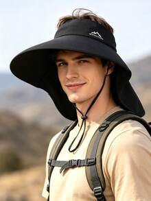 1PC Outdoor Quick-Dry Sun Hat, Wide Brim Neck Protection, For Fishing & Camping - Wide-brimmed Open-top Sun Hat - View 2