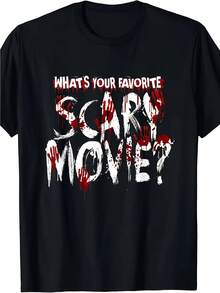 T-Shirt For Horror Movie Enthusiasts, Unisex, New Summer And Autumn Clothing, Short Sleeve Printed T-Shirt For Summer, 180 Grams - Unisex, Suitable For Casual Daily Outings, Short Sleeve Summer Top, Retro T-Shirt With Y2K Print. - 黑色 - 查看 6