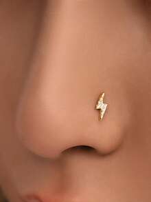 1pc S925 Sterling Silver Mini Lightning Nose Stud, Unisex Pure Silver Nose Piercing Jewelry, Hypoallergenic, Small And Delicate, Easy To Wear, Minimalist Design, Suitable For Daily Wear - Multicolor - View 7