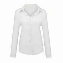 Women's Cotton Linen Blouse With Long Sleeves, Plus Size - White 1 - View 4