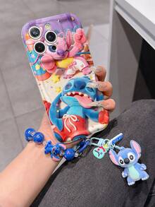 Disney Lilo & Stitch Phone Case With Stitch And Angel Charm And Stitch Lanyard - Cute Stitch And Angel Protective Case With Boxing Match And Party Background Design, Equipped With Delicate Stitch Decorative Lanyard And Beaded Bracelet For Easy Carrying, Compatible With IPhone 17, 16, 15, 14, 13, 12, 11 Pro Series, Ideal For Birthdays, Holidays, Anniversaries, Graduation Gifts, Or Any Special Occasion To Surprise Family, Friends, Classmates, And Loved Ones. - trắng - Xem 3