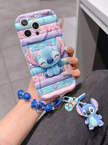 Disney Lilo & Stitch Phone Case With Stitch Charm And Stitch Lanyard - Cute Stitch Protective Case With Rainbow Stripes And Heart Accent Design, Equipped With Delicate Stitch Decorative Lanyard And Beaded Bracelet For Easy Carrying, Compatible With IPhone 17, 16, 15, 14, 13, 12, 11 Pro Series, Ideal For Birthdays, Holidays, Anniversaries, Graduation Gifts, Or Any Special Occasion To Surprise Family, Friends, Classmates, And Loved Ones. - 白色 - 查看 3