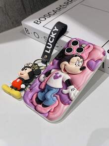 Disney Minnie Mouse Phone Case With Minnie Charm And Minnie Lanyard - Cute Minnie Protective Case With Denim Outfit And Purple Heart Background Design, Equipped With Delicate Minnie Decorative Lanyard And Beaded Bracelet For Easy Carrying, Compatible With IPhone 17, 16, 15, 14, 13, 12, 11 Pro Series, Ideal For Birthdays, Holidays, Anniversaries, Graduation Gifts, Or Any Special Occasion To Surprise Family, Friends, Classmates, And Loved Ones. - 白色 - 查看 7
