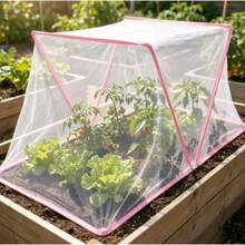 Faltbares Gartenabdecknetz, Pflanzenschutz-Zelt, Gewächshaus-Insektenbarriere, Leichter Kunststoff-Faser-Rahmen, Einfache Installation, Sämlingszucht - Rosa - Übersicht 1