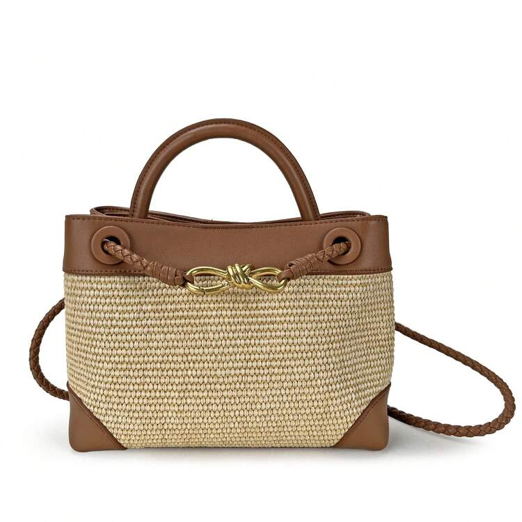 BV Bottega Small Andiamo Bolso de mujer tejido a mano de cuero genuinoBolsodebolso de manotipocuboconpatróntejidoparamujer,bolsodemarca,elegantebolsodemanoparaseñorabolsaderegaloexquisita,bolsodebolso de manodelujoparamujer,bolsocruzadodemodaparamujer,adecuadoparachicas,estudiantesnivel universitariodamasdeoficina,madresdemedianaedadparausodiario,comprasoficina,clase,reuniones,citas,actividadesalairelibretambiénunregaloidealparaBolso de mano y bandolera de paja tejida para mujer, novedad 2026, con hebilla en forma de ocho y lazo metálico, diseño sencillo con contraste de colores. - Teja - Añade 2