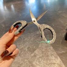 1pc Shiny Rhinestone Mini Scissors, Sewing Scissors, Small Office/Home Portable Stainless Steel Paper Cutting Scissors For Opening Packages, Trimming Bangs, Thread, Fabric, School Scissors, Sewing Tool Accessory, Rhinestone Craft - Multicolor - View 4
