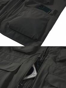 Men's Casual, Fishing, Travel, Outdoor Multi-Pocket Vest Jacket, Suitable For Spring, Summer, Autumn And Winter. Versatile Outdoor Multi-Pocket Vest, Black, Large Capacity, Front And Back Zipper Pockets, Suitable For Outdoor Enthusiasts, Photographers, Camping - Black - View 10