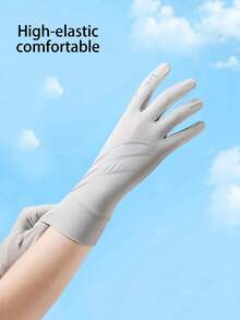 1 Pair Fingerless Sunscreen Gloves, Striped Anti-Slip Touchscreen Gloves For Cycling, Outdoor, Shopping, Sports In Summer - A - View 3