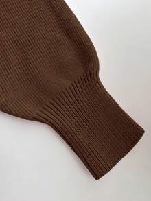 Soltrb Retro Zip-Up Cardigan Sweater For Women - Coffee Brown - View 7