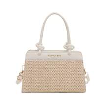 BV Bottega Small Andiamo Bolso de mujer tejido a mano de cuero genuino Bolso de bolso de mano tipo cubo con patrón tejido para mujer, bolso de marca, elegante bolso de mano para señora bolsa de regalo exquisita, bolso de bolso de mano de lujo para mujer, bolso cruzado de moda para mujer, adecuado para chicas, estudiantes nivel universitario damas de oficina, madres de mediana edad para uso diario, compras oficina, clase, reuniones, citas, actividades al aire libre también un regalo ideal para Bolso de lino personalizado estilo coreano con bloques de color para mujer, modelo nuevo 2026, de alto valor estético, bolso de hombro/cruzado simple y moderno. - Negro - Ver 7