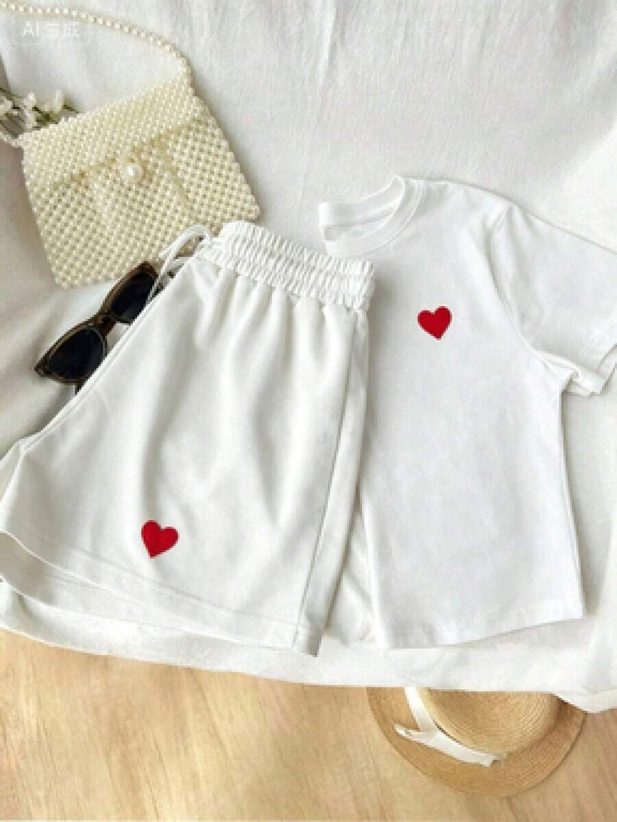 Almacén local, una camiseta de manga corta para mujer con estilo retro americano, de corte holgado y diseño estampado (los pantalones son solo para sugerencias de estilo). Esta pieza sencilla y elegante presenta un patrón de letras impresas con temática tropical, lo que la convierte en un elemento imprescindible para crear un look relajado de vacaciones, perfecto para ocasiones como el Día del Trabajo y el Día de la Independencia de México. - Blanco - Ver 1