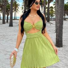 Women's Tie-Dye Metal Starfish Decor Hollow-Out Mini Dress, Vacation,Summer Dresses For Women, Beach Party Outfit For Women, Cute Outfits For Women , Hawaii Outfits Women , Brunch Outfits For Women ,Orange - Verde - Ver 6