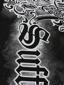 ROMWE MEN Street Life Primavera/Verano, Camiseta Casual de Manga Corta para Hombre con Estampado Gráfico Vintage de Silueta Urbana, Estilo Años 2000 - Negro - Ver 5