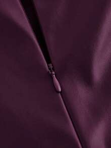 Camiseta ajustada con pliegues y estampado a cuadros para mujer, adecuada para uso diario, trabajo y viajes en verano - Morado - Ver 5