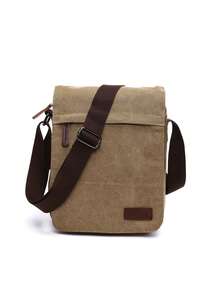 1pc Vintage Canvas Messenger Bag, Expandable Shoulder Crossbody Bag With Adjustable Strap, Multiple Colors Available - Multicolor - View 2