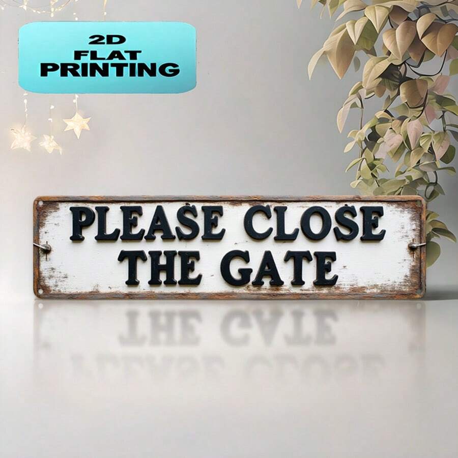 2D Flat Vintage Large "Please Close The Door" Metal Sign - Black And White Wall-Mounted Door Sign, Large Font, 4x16 Inches (10x40 Cm) - Rustic Farmhouse Decor, Housewarming Gift, Holiday Decoration, Suitable For Office Or Door (2D Flat, Perfect For Room Decor) - Multicolor - View 1