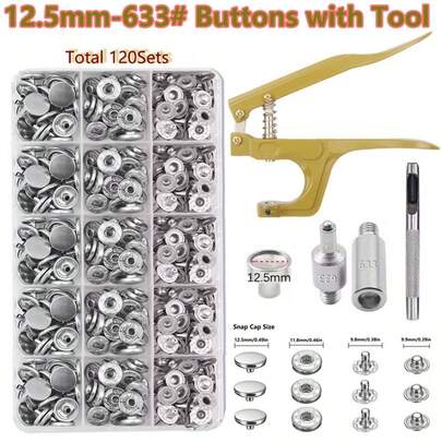 120 Sets 12,5 mm schwere Metall-Druckknöpfe-Set mit professioneller Zange - mühelose Installation für Mäntel, Taschen, Jeans und DIY-Lederprojekte