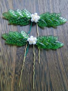 1 pieza Elegante Clip de Pelo de Diseño de Flor de Bambú Verde, Accesorio de Pelo de Estilo Chino de 10cm de Longitud, Flor de Cinco Pétalos con Diseño de Hoja de Bambú, Material de Metal, Fácil de Usar - Diseño de Alta Calidad, Minimalista y de Moda, Material de Aleación, Conveniente de Usar - Multicolor - Ver 11