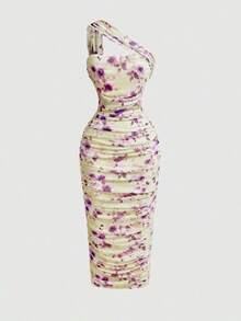 Vestido sin mangas con pliegues asimétricos de estilo vintage para mujer - Multicolor 2 - Ver 5