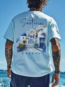 Coastal Men's Casual Lightweight Short Sleeve T-Shirt, Breathable & Comfortable, Suitable For Summer, Leading Fashion - Baby Blue - View 2