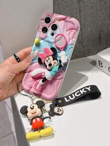 Disney Minnie Mouse Phone Case With Minnie Charm And Minnie Lanyard - Cute Minnie Protective Case With Tennis Outfit And Pastel Background Design, Equipped With Delicate Minnie Decorative Lanyard And Beaded Bracelet For Easy Carrying, Compatible With IPhone 17, 16, 15, 14, 13, 12, 11 Pro Series, Ideal For Birthdays, Holidays, Anniversaries, Graduation Gifts, Or Any Special Occasion To Surprise Family, Friends, Classmates, And Loved Ones. - trắng - Xem 4