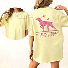 [100% Algodón] Camiseta de Caza para Perro con Estampado de Camuflaje Rosa, Camiseta Wild Southern, Camiseta con Gráficos Simplemente Impresos, Nueva Camiseta Retro de Algodón Cómoda-L91 - Amarillo - Ver 7