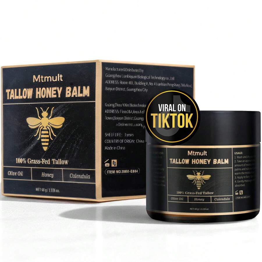 Tallowyn Beef Tallow Honey Balm, Hydrating Moisturizer With Olive Oil, Argan Oil, Calendula & Oat Extract For Face Body Skin Care - Beef Tallow Honey - 查看 1