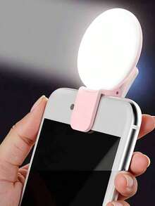 1pc Portable Mini Clip-On Selfie Fill Light, LED Lighting, Phone Selfie Lamp, Round Selfie Light, Suitable For Phones And Computers, For Makeup, Video Calls, Live Streaming, Vlogging, Perfect Selfie And Video Calls, 150mAh - Mini - View 2