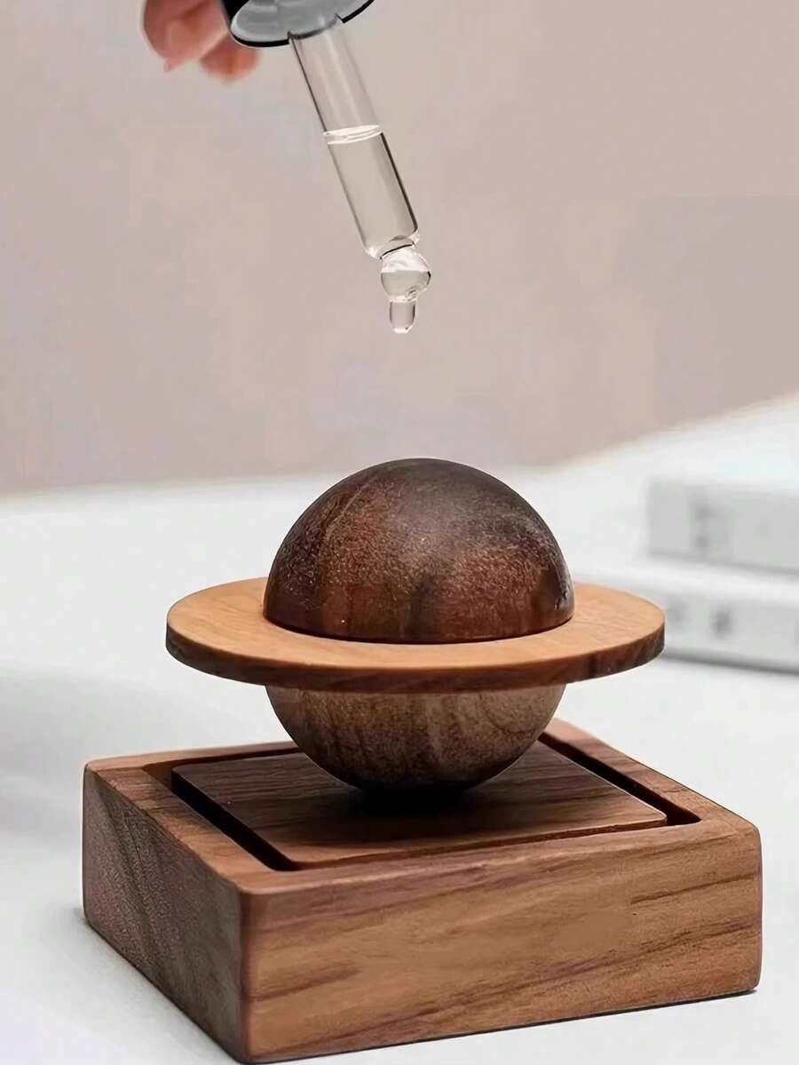 Planet-Shaped Wooden Aroma Diffuser, A Unique Solid Wood Decorative Item. Suitable For Use In Cars And As Home Decor. Releases Essential Oils Over A Long Period. Room Decor, Stylish Decor, Aroma Diffuser - Multicolor - View 1