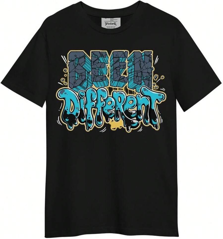 Dunkare Sneaker Match Graphic T-Shirt For Men And Women - Retro Gamma Blue 11s Streetwear | Unisex, Regular Fit, Vintage Style Y2K - Black-been Different 滴畫塗鴉 - 查看 1