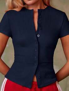 Cárdigan rojo casual para mujer - Azul marino - Ver 7