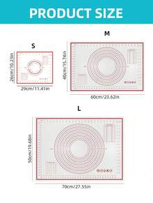 1 Piece 60*40/70*50 Dough Kneading Mat, Baking Mat, Pie Crust Mat, Rolling Mat With Non-Stick And Anti-Slip Surface, Featuring Clear Measurement Markings-Easy To Clean, Washable, Suitable For Rolling, Kneading, And Dumpling Wrapper Making - Multicolor - View 3