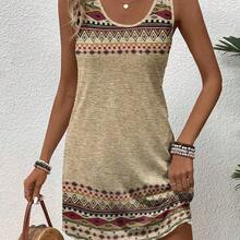 Casual Retro Bohemian Style Women's Geometric Print Camisole Dress, Suitable For Summer,Casual - Multicolor - Ver 4