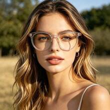 1 Pair Of Unisex Retro Round Non-Prescription Glasses, With Wood Grain Temples And Clear Lenses, Suitable For Daily Casual Wear, Office, Business, And Street Style, Fashionable And Versatile Glasses, 2026 New Model - A3 - Xem 2