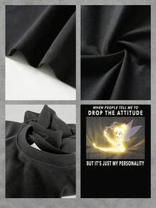 Hada brillante mostrando confianza con frase divertida sobre actitud y personalidad única llena de energía positiva camiseta de mujer  cómoda casual para uso diario - Negro - Ver 4