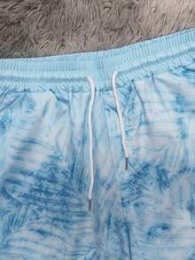 Mercer Haus Men's Beach Shorts, Summer Loose Drawstring Waist Swim Trunks - Baby Blue - View 8