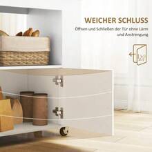 Kitchen Trolley/Service Trolley With Countertop, Shelves, Bottle Rack, Kitchen Cabinet/Rolling Trolley With Soft-Close Hinges, Handle, Kitchen Island For Office, 83x40x83cm, Oak - White - View 5
