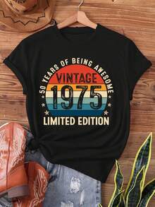 1975 Red Letter 1975, Rayas Redondas, Retro 1975, Divertido Regalo de Cumpleaños Número 50, Vintage 50º Cumpleaños - Negro - Ver 11
