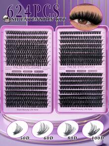 Bộ mi giả D-Curl 640/624 sợi, bao gồm 30D+40D+50D/50D+60D+80D+100D/- Làm thủ công, mi giả D-Curl chất lượng cao, độ cong tự nhiên, bộ mi có thể tùy chỉnh - Tái sử dụng, nhẹ và dễ sử dụng, nối mi, mi tự nhiên, nối mi dài, bộ mi giả - Xem 1