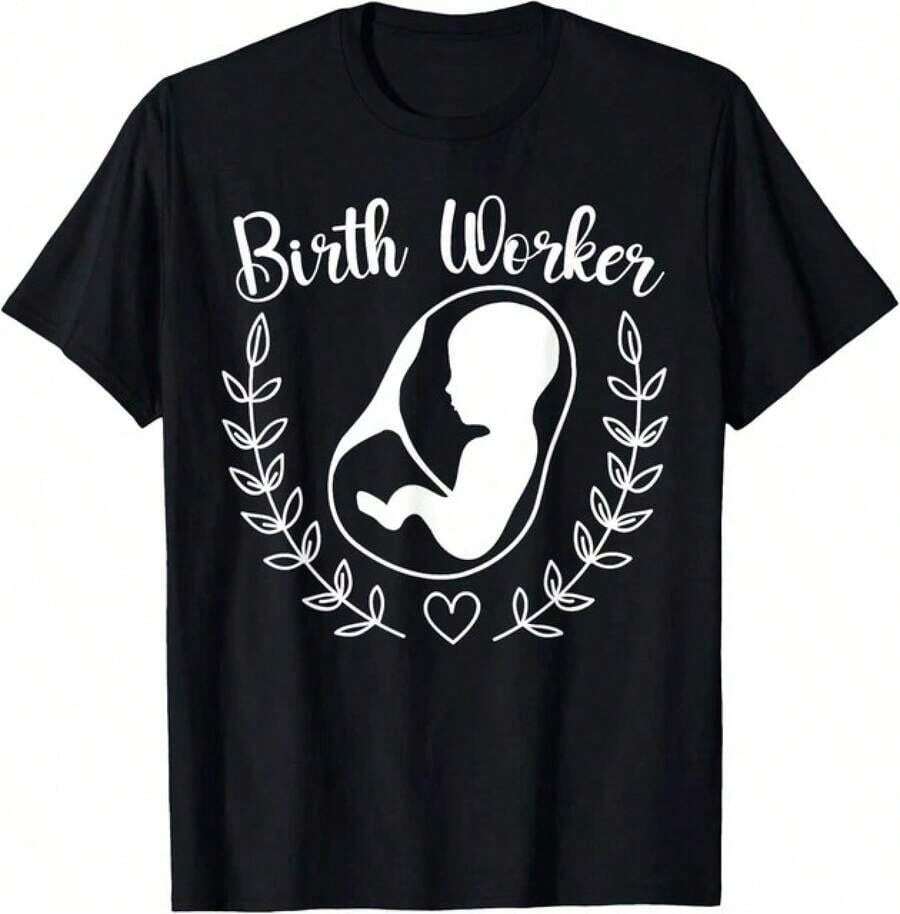 1 pieza Camiseta de Mujer para Asesora de Parto, Doula, Compañera de Parto, Camiseta Pre-Premium, Camiseta Casual de Moda, Estilo Unisex, Camiseta Deportiva, Camiseta para Fiesta, Camiseta de Regalo, Tallas S-4XL, 100% Algodón, Negra, 180g 100% Algodón, Todos los diseños están impresos. Unisexo. - Negro - Ver 1