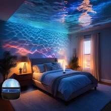 1PC Romantic Multi-Color Wave Projector | LED Water Ripple Projector With Remote Control And Color Adjustment, Perfect Gift For Birthday, Wedding, Halloween And Home Decor, Room Decoration, Night Light, Atmosphere Light, Projection Lamp - Multi-color light - View 7