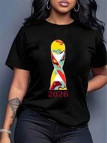 Celebrate The 2026 World Cup With This Colorful Cup Logo T-Shirt, Ideal For Supporting The Tournament In Modern And Vibrant Style. - Black - View 1
