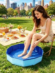 Foldable Portable Foot Spa Basin, PVC Collapsible Foot Bath Tub Suitable For Swimming Pool Entrance, Essential Swimming Pool Cleaning Accessory, Anti-Slip Thick Design, Multi-Purpose Foldable Foot Basin Applicable For In-Ground And Above-Ground Swimming Pools, Beaches, Backyards, Easy To Store And Clean - Upgraded Version - View 9