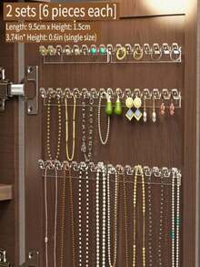 Bộ 3 giá treo trang sức 8 lỗ gắn tường, có móc treo vòng cổ, vòng tay và bông tai - Giá trưng bày chống rối, tháp đựng trang sức. - Nhiều màu - Xem 1